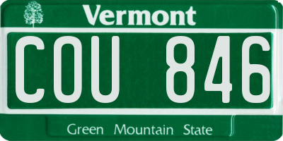 VT license plate COU846
