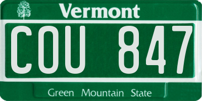 VT license plate COU847