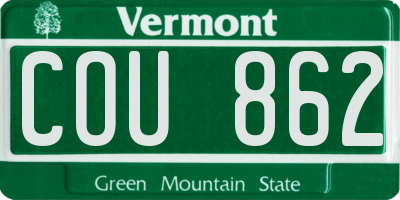VT license plate COU862