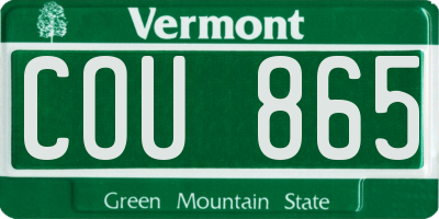 VT license plate COU865