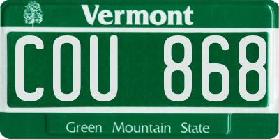 VT license plate COU868