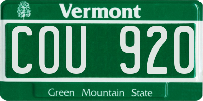 VT license plate COU920