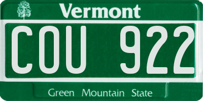 VT license plate COU922