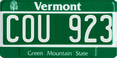 VT license plate COU923