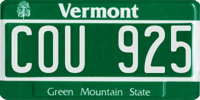 VT license plate COU925