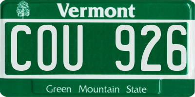 VT license plate COU926