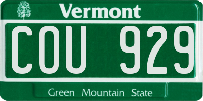 VT license plate COU929