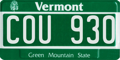 VT license plate COU930