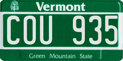 VT license plate COU935