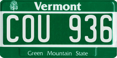 VT license plate COU936