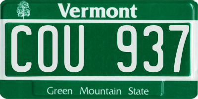 VT license plate COU937