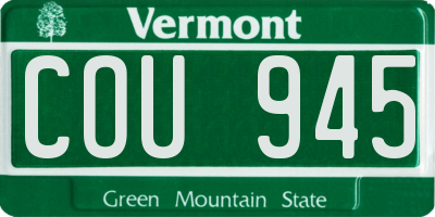 VT license plate COU945