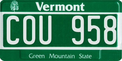VT license plate COU958