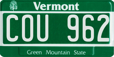 VT license plate COU962