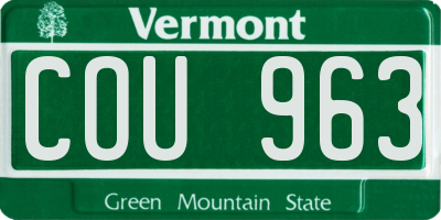 VT license plate COU963