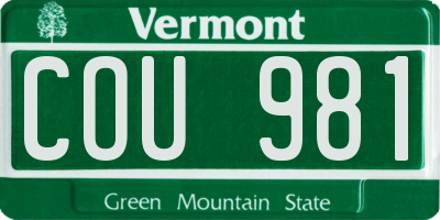 VT license plate COU981