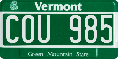 VT license plate COU985