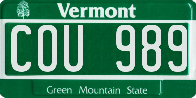 VT license plate COU989