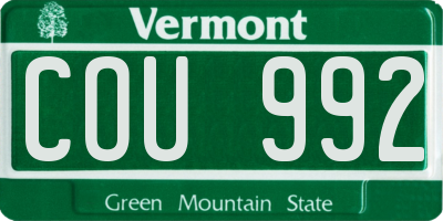 VT license plate COU992