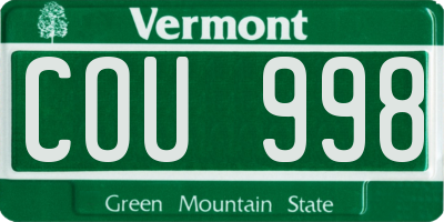 VT license plate COU998