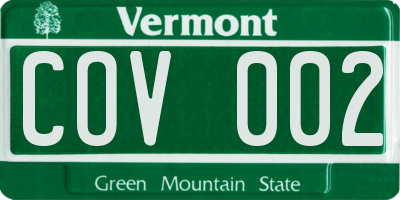 VT license plate COV002