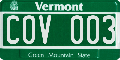 VT license plate COV003