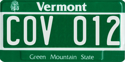 VT license plate COV012