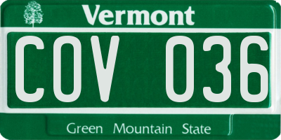 VT license plate COV036