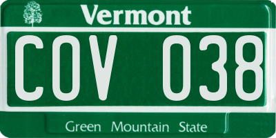 VT license plate COV038