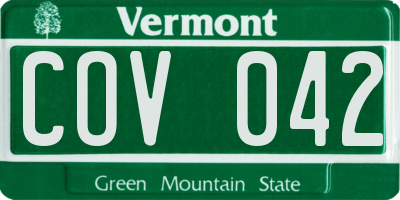 VT license plate COV042