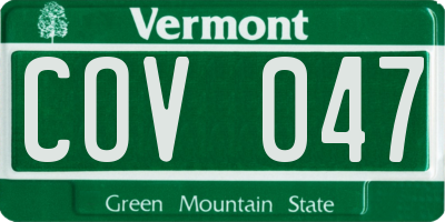 VT license plate COV047
