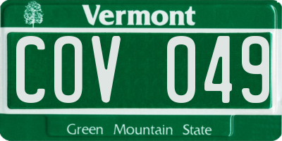 VT license plate COV049