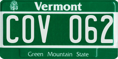 VT license plate COV062