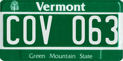 VT license plate COV063