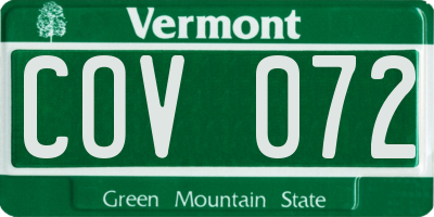 VT license plate COV072