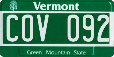 VT license plate COV092