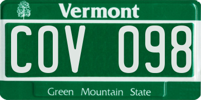 VT license plate COV098