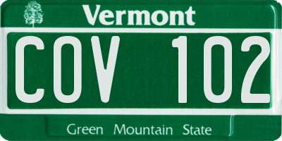 VT license plate COV102