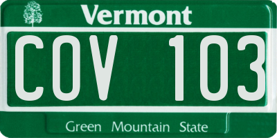 VT license plate COV103