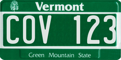 VT license plate COV123