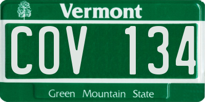 VT license plate COV134