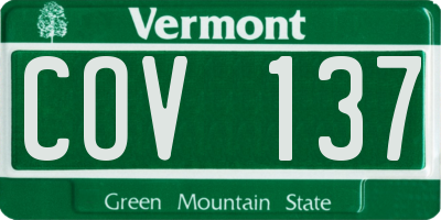 VT license plate COV137