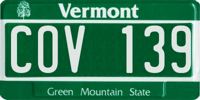 VT license plate COV139