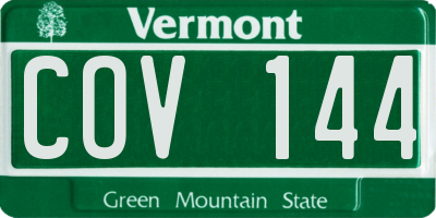 VT license plate COV144