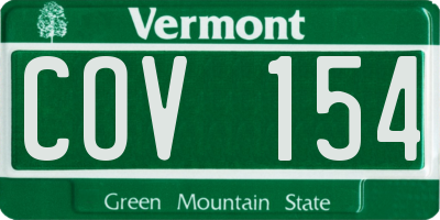 VT license plate COV154