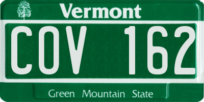 VT license plate COV162