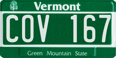 VT license plate COV167
