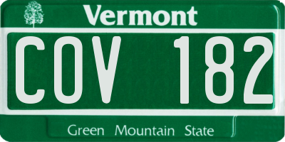 VT license plate COV182