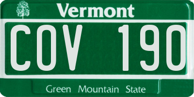 VT license plate COV190