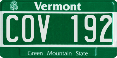 VT license plate COV192